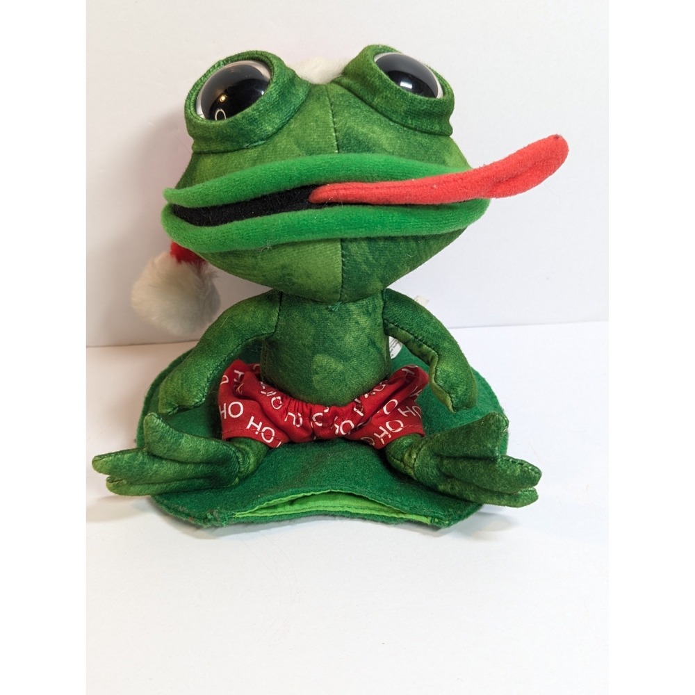Santa Frog Snowflake Long Tongue Plush Sitting on Lily Pad‎ Gift Holder Pocket
